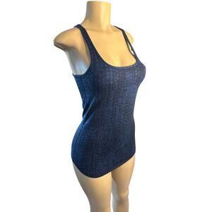 Women 6 Lululemon Refresh Racer Tank Top Sashiko Star Inkwell Navy Blue Print